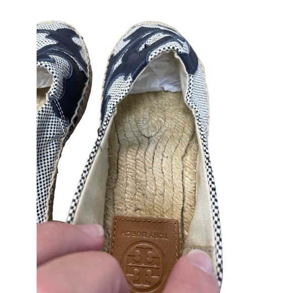 Tory Burch Womens Black white checkered espadrille flats shoes size 7M SKU 9353 - Picture 9 of 14
